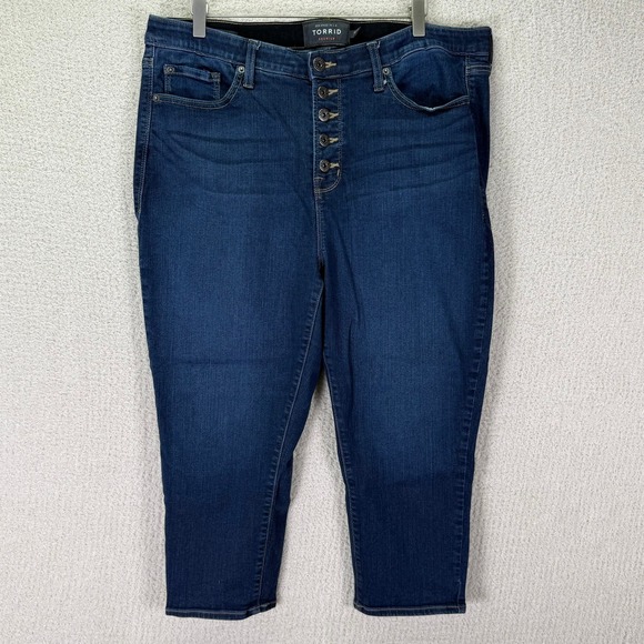 Torrid Sky High Skinny Crop Jeans Button Fly Dark Wash Plus Size‎ 20 - Picture 1 of 10